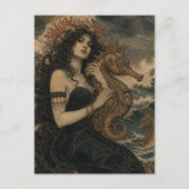 Carte Postale Sirène et hippocampes steampunk (Devant)