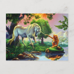 Carte Postale sirène et licorne