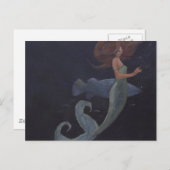 Carte Postale Sirène et poisson bleu (Devant / Derrière)