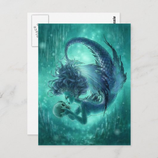 Carte postale Sirène foncée - Baisers secrets (Devant / Derrière)