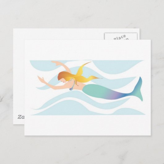 Carte Postale Sirène nageuse (Devant / Derrière)