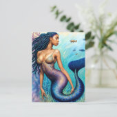 Carte Postale Sirène noire sous-marine (Debout devant)