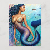 Carte Postale Sirène noire sous-marine (Devant)