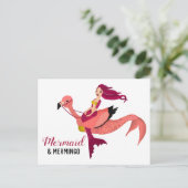 Carte Postale Sirène pourpre & Flamant rose rose mou BFF Merming (Debout devant)