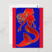 Carte Postale sirène rouge (Devant / Derrière)