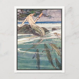 Carte Postale Sirène sur le rocher des Marooners par Alice B. Wo