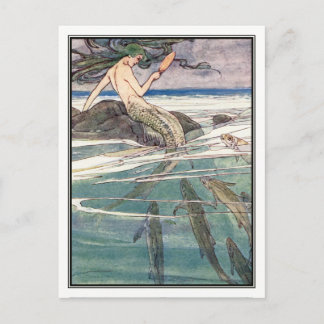 Carte Postale Sirène sur le rocher des Marooners par Alice B. Wo