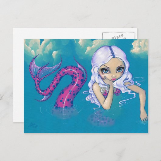 Carte postale "Sirène tachetée rose" (Devant / Derrière)