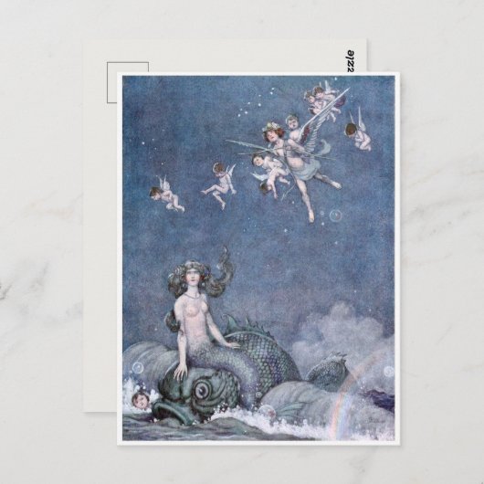 Carte Postale Sirène vintage (Devant / Derrière)