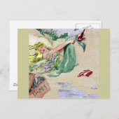 Carte Postale Sirène vintage en couleur (Devant / Derrière)