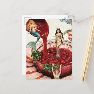 Carte Postale Sirènes dans le collage de sauce aux canneberges