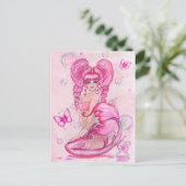 Carte postale "Sirènes et papillons : rose" (Debout devant)
