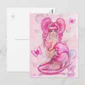Carte postale "Sirènes et papillons : rose" (Devant / Derrière)