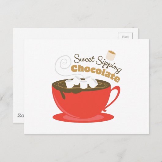 Carte Postale Siroter du chocolat (Devant / Derrière)