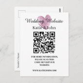 Carte Postale Site mariage Ajouter un nom Texte Code QR Minimali (Devant / Derrière)