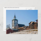 Carte Postale Site Roros, Norvège de l'UNESCO. Église et (Devant / Derrière)