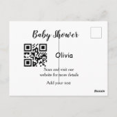 Carte Postale Site Web de Baby Shower simple code barre QR ajout (Dos)