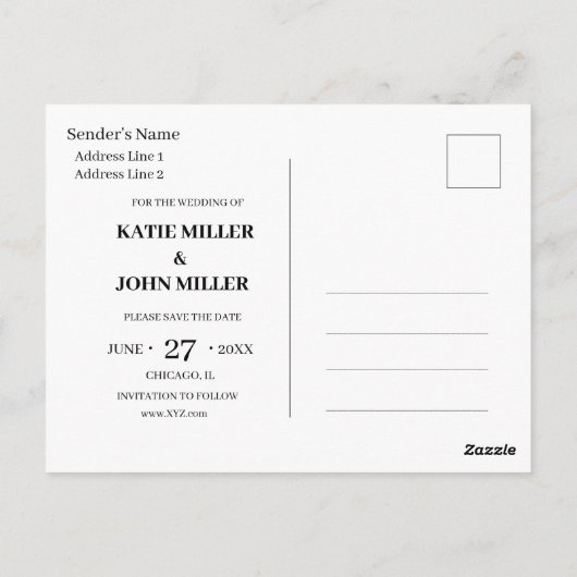 Carte Postale Site Web de Mariage Ajouter un Code QR Texte Minim (Dos)