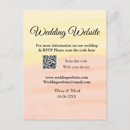 Carte Postale Site web de mariage ajoutez code Q R scan ajoutez  (Devant)
