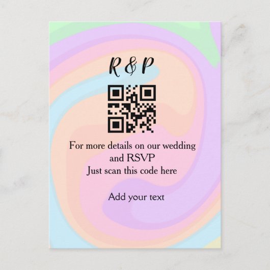 Carte Postale Site web de mariage rsvp q r code ajouter nom text (Devant)