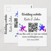 Carte Postale Site web mariage minimal simple Q R code ajouter n (Devant / Derrière)