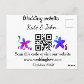 Carte Postale Site web mariage minimal simple Q R code ajouter n (Dos)