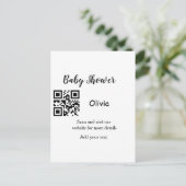 Carte Postale Site Web simple pour Baby Shower avec QR code et n (Debout devant)