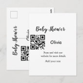 Carte Postale Site Web simple pour Baby Shower avec QR code et n (Devant / Derrière)