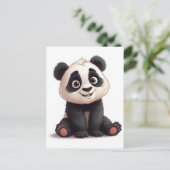 Carte Postale Sitting Panda Bear Cartoon Illustration Artwork (Debout devant)