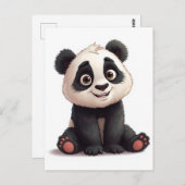 Carte Postale Sitting Panda Bear Cartoon Illustration Artwork (Devant / Derrière)