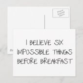 Carte Postale Six Choses Impossible Avant Le Petit Déjeuner (Devant / Derrière)