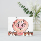 Carte Postale Six petits cochons (Debout devant)