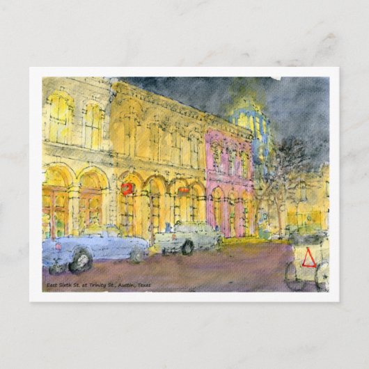 Carte Postale Sixième rue est à Trinity St, Austin, Texas (Devant)