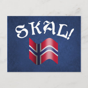 Carte Postale Skal Norwegian Drapeau Norvège Dorer Toast