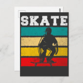 Carte Postale Skate Boy Skateboard Kid Retro (Devant / Derrière)