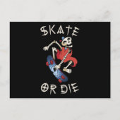 Carte Postale Skate or die Grim Reaper Skeleton Skateboarder (Devant)