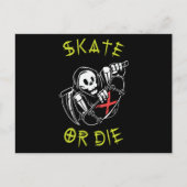 Carte Postale Skate ou die Grim Reaper Skeleton Skateboarder (Devant)