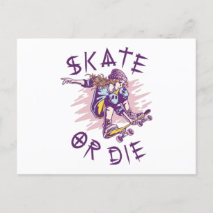 Carte Postale Skate ou die Skateboarder Girl