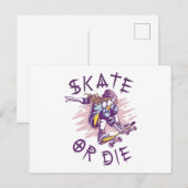 Carte Postale Skate ou die Skateboarder Girl (Devant / Derrière)