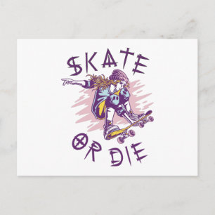Carte Postale Skate ou die Skateboarder Girl