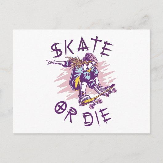 Carte Postale Skate ou die Skateboarder Girl (Devant)