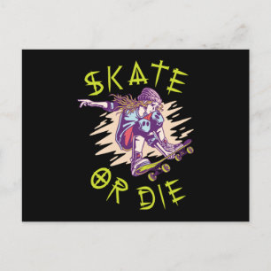 Carte Postale Skate ou die Skateboarder Girl