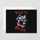 Carte Postale Skate ou die Skeleton Skateboarder (Devant / Derrière)