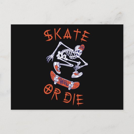 Carte Postale Skate ou die Skeleton Skateboarder (Devant)