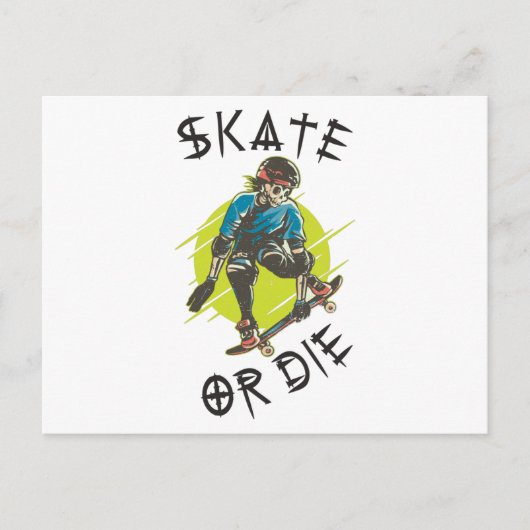 Carte Postale Skate ou die Skeleton Skateboarder (Devant)