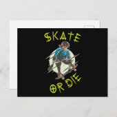 Carte Postale Skate ou die Skeleton Skateboarder (Devant / Derrière)