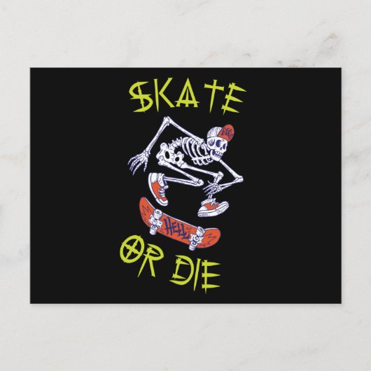 Carte Postale Skate ou die Skeleton Skateboarder (Devant)