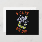 Carte Postale Skate ou die Skeleton Skateboarder (Devant / Derrière)