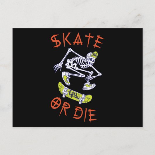 Carte Postale Skate ou die Skeleton Skateboarder (Devant)