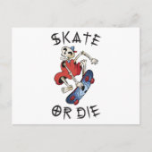 Carte Postale Skate ou mourir drôle Skeleton Skateboarder (Devant)
